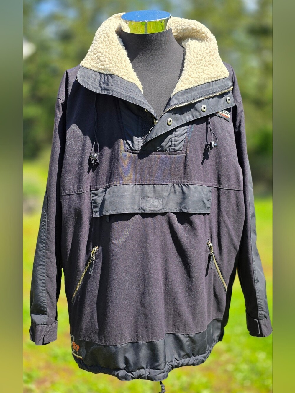 Vintage Polo Sport Sportsman Jacket Anorak Sherpa Lined Ralph Lauren 90S Mens M